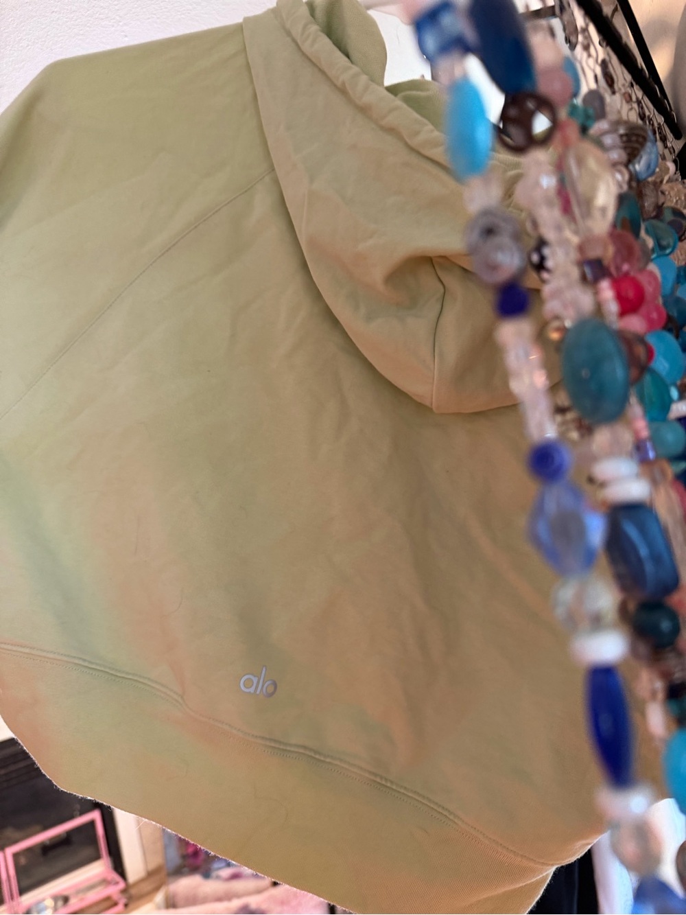 ALO Yoga Pastel Green Cropped Hoodie - Picture 2 of 2